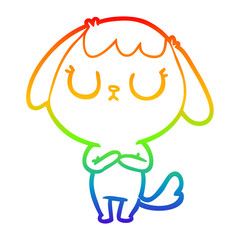 rainbow gradient line drawing cute cartoon dog