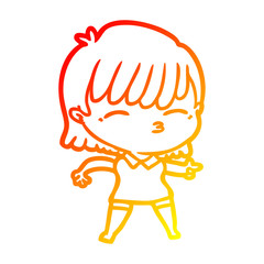 warm gradient line drawing cartoon woman
