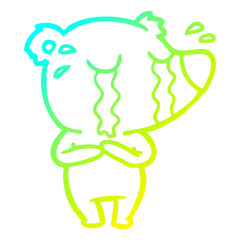 cold gradient line drawing cartoon crying polar bear