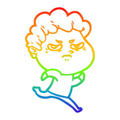rainbow gradient line drawing cartoon angry man