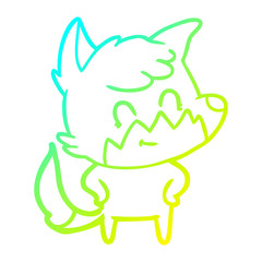 cold gradient line drawing cartoon friendly fox