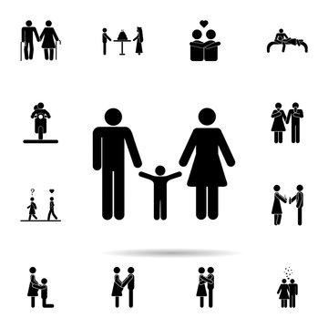 Parents and child icon. Universal set of people in love for website design and development, app development