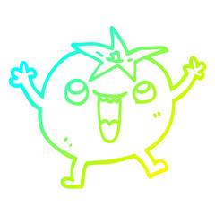 cold gradient line drawing cartoon happy tomato
