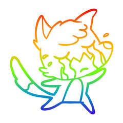 rainbow gradient line drawing crying fox cartoon