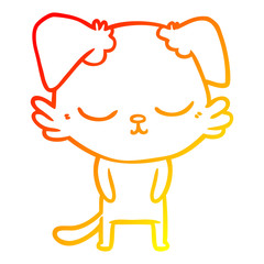 warm gradient line drawing cute cartoon dog