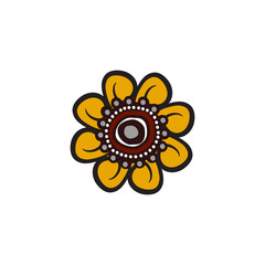 Aboriginal art dots painting icon logo design vector template