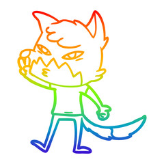 rainbow gradient line drawing clever cartoon fox