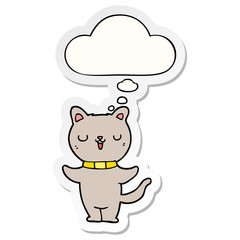 cartoon cat and thought bubble as a printed sticker