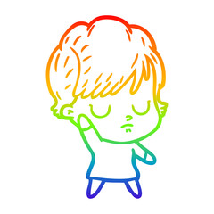 rainbow gradient line drawing cartoon woman