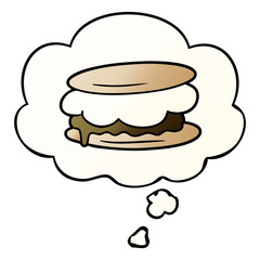 smore cartoon and thought bubble in smooth gradient style