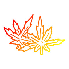 warm gradient line drawing cartoon marijuana leaves