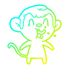 cold gradient line drawing crazy cartoon monkey