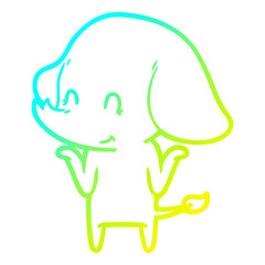 cold gradient line drawing cute cartoon elephant