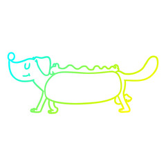 cold gradient line drawing cartoon hotdog