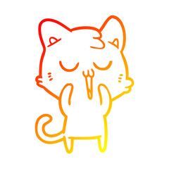 warm gradient line drawing cute cartoon cat