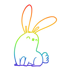 rainbow gradient line drawing cute cartoon rabbit