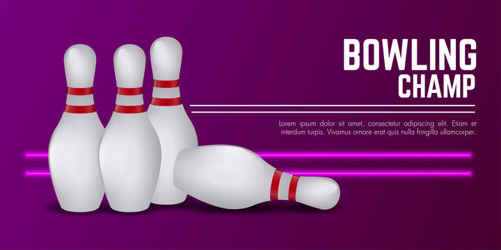 Isolated bowling poster with bowling pins - Vector