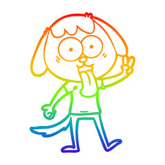 rainbow gradient line drawing cute cartoon dog