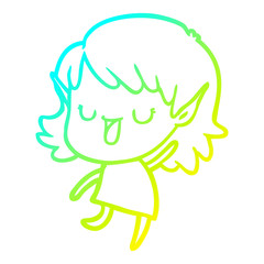 cold gradient line drawing cartoon elf girl