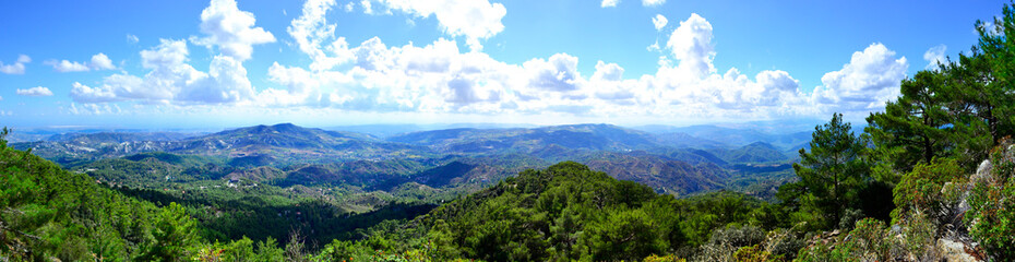 Panoramic view of Troodos Mountains, Cyprus. 