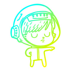 cold gradient line drawing cartoon astronaut woman