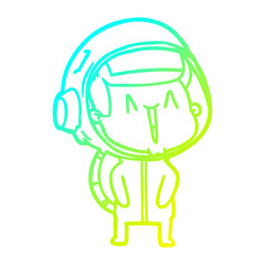 cold gradient line drawing happy cartoon astronaut