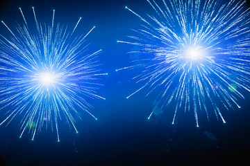 Celebration of the New Year fireworks. Colorful fireworks in the sky. Many bright fireworks