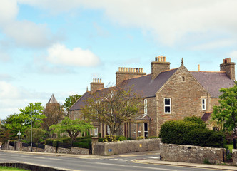 Fototapeta na wymiar the historic streets of Scotland's Islands Kirkwall with their Grand Victorian homes