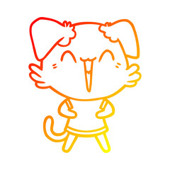 warm gradient line drawing happy little dog cartoon