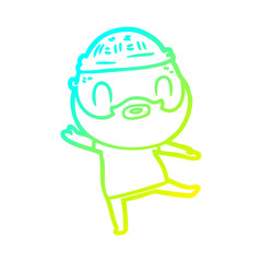cold gradient line drawing cartoon bearded man