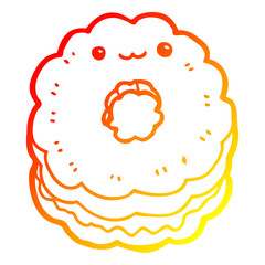 warm gradient line drawing cartoon biscuit