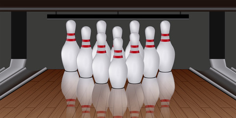ISolated bowling pins on a lane - Vector