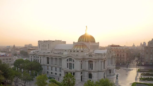 Sunrise in Mexico City aerial view Bellas Artes