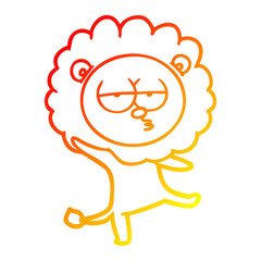 warm gradient line drawing cartoon dancing lion