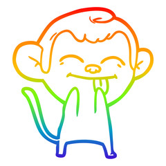 rainbow gradient line drawing funny cartoon monkey