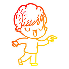 warm gradient line drawing cartoon woman talking