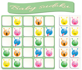 Baby Sudoku with colorful monstres images