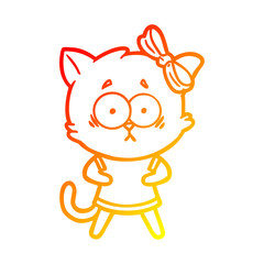 warm gradient line drawing cartoon cat
