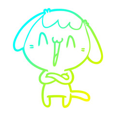cold gradient line drawing cute cartoon dog