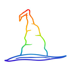 rainbow gradient line drawing cartoon witch hat