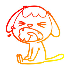 warm gradient line drawing cute cartoon dog barking
