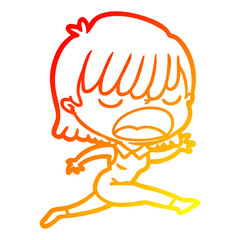 warm gradient line drawing cartoon woman talking loudly