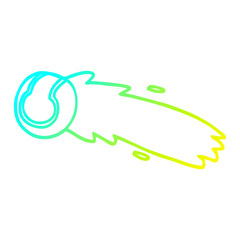 cold gradient line drawing cartoon flying tennis ball