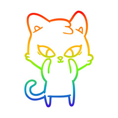 rainbow gradient line drawing cute cartoon cat