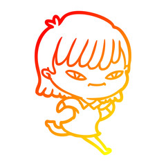 warm gradient line drawing cartoon woman