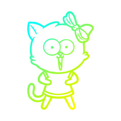 cold gradient line drawing cartoon cat