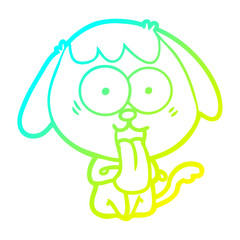 cold gradient line drawing cute cartoon dog