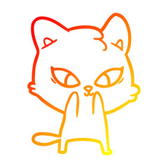 warm gradient line drawing cute cartoon cat