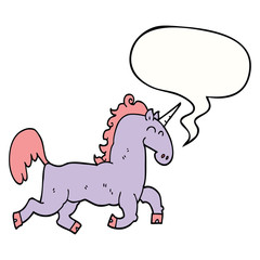 cartoon unicorn and speech bubble
