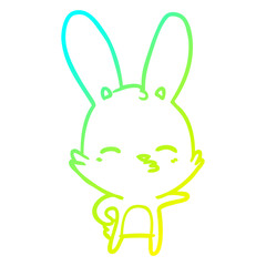 cold gradient line drawing curious bunny cartoon